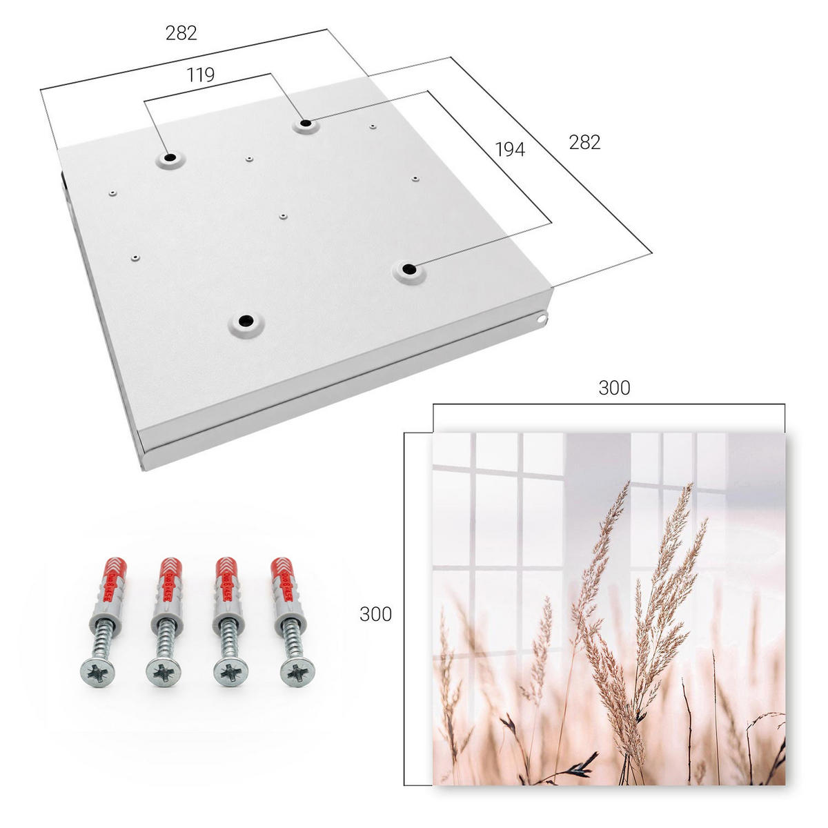 SCHLÜSSELBOX Weiß 30x30 cm – Türöffnung nach rechts - Eleganz der Wiese - Beige, Metall (30/30/5cm) - TULUP