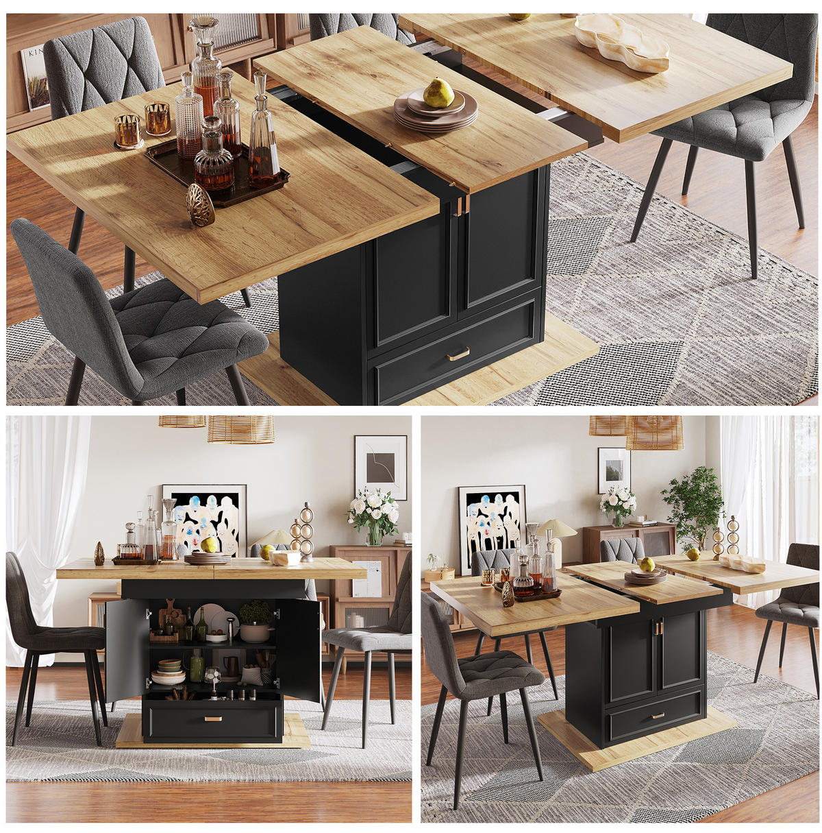 AUSZIEHTISCH 110/80/75 cm Natural Wood mit Stauraum MDF Metall - Naturfarben, Holzwerkstoff (110/80/75cm) - OKWISH
