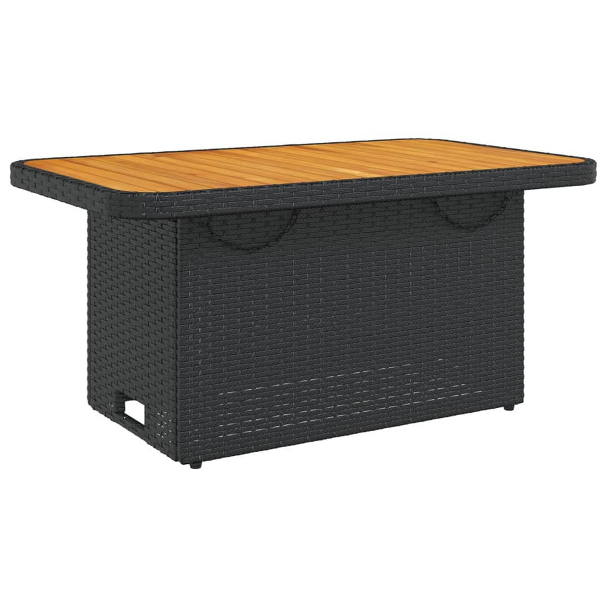 GARTENTISCH Schwarz 90/55/71 Cm Poly Rattan Und Akazienholz - Schwarz, Kunststoff (90/55/71cm) - vidaXL