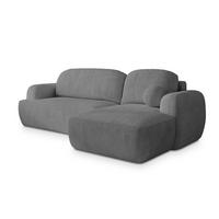 ECKSOFA MODENZA P R-S Grau Kordstoff mit Schlaffunktion - Grau, Holz (266/148cm) - MASSENO