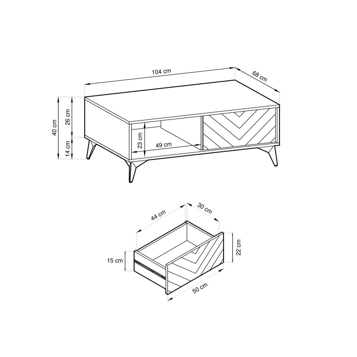 COUCHTISCH DIAMANTE 103,5/39,7/68 cm Schwarz - Schwarz, Holzwerkstoff (68/103.5/39.7cm) - MASSENO