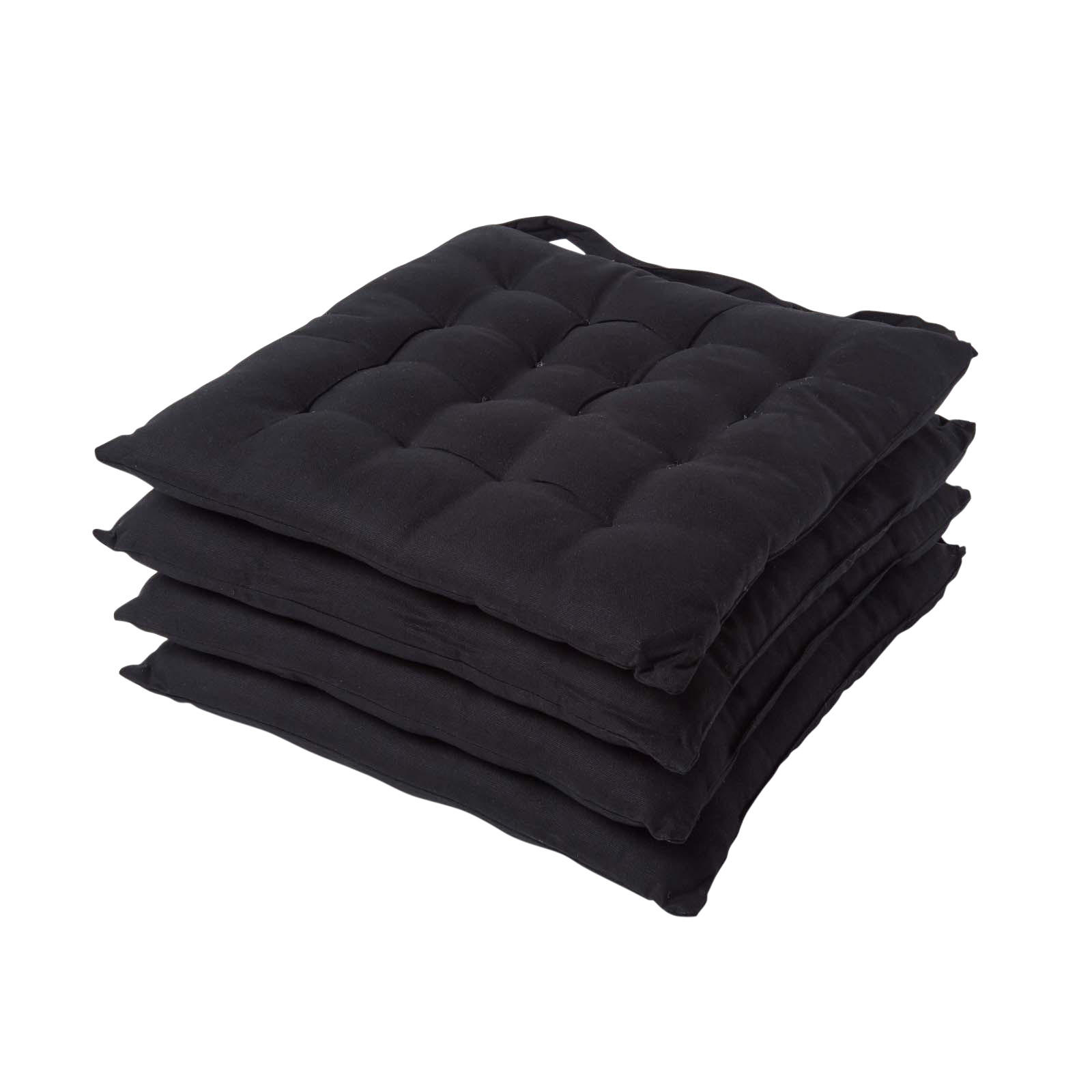 STUHLKISSEN 4er-Set schwarz 40/40/6,5 cm - Schwarz, Textil (40/40/6.5cm) - Homescapes