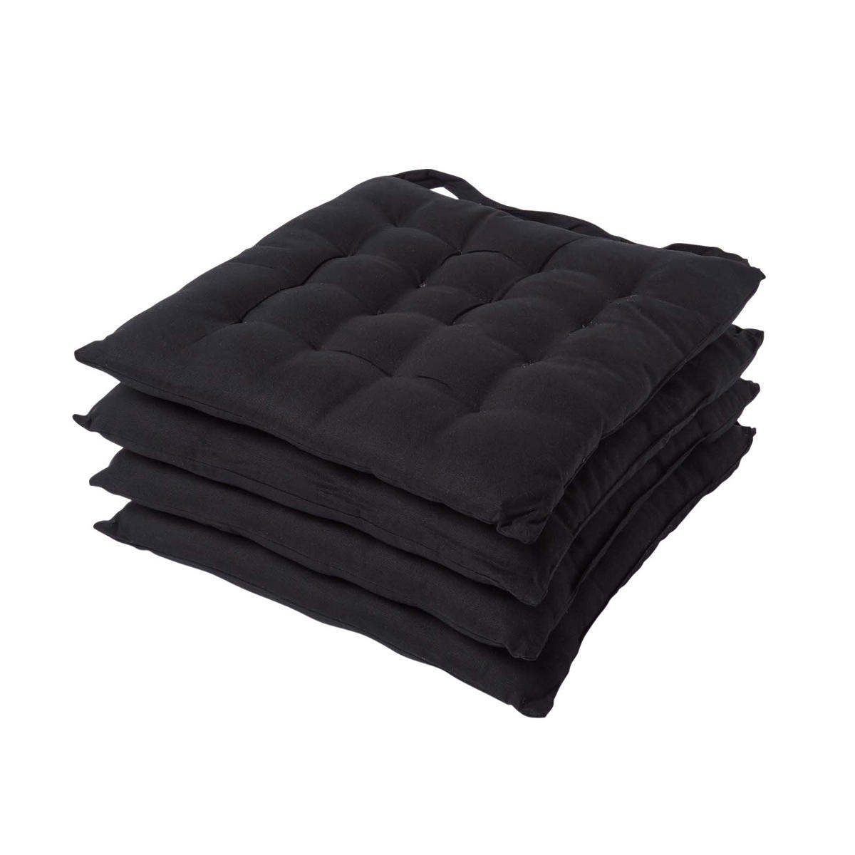 STUHLKISSEN 4er-Set schwarz 40/40/6,5 cm - Schwarz, Textil (40/40/6.5cm) - Homescapes