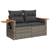 LOUNGESOFA mit Beistelltisch und Stauraum, 124/62/69 cm, aus Poly Rattan, Grau und Schwarz - Grau, Kunststoff (62/69/124cm) - vidaXL