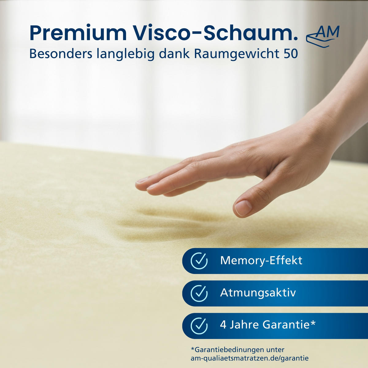 VISCO TOPPER ohne Bezug 100/200 cm - 4cm Höhe - Gelb, Textil (100/200cm) - AM Qualitätsmatratzen