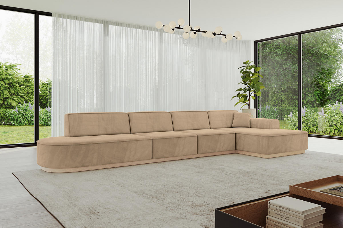 ECKSOFA Ottomane Rechts IREA-L3 - 413x171x83 cm Beige - Beige, Holzwerkstoff/Textil (171/413cm) - ALTDECOR
