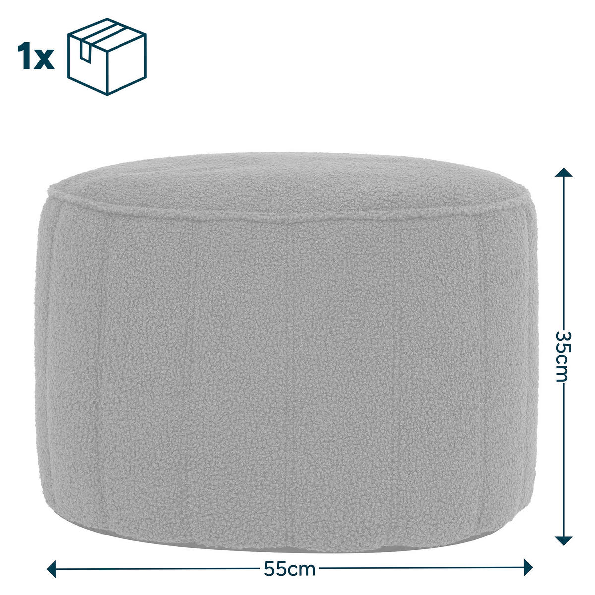 POUF aus Boucle Milano - Olivgrün, Textil (55/35/55cm) - icon