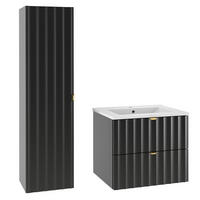 BADMÖBEL Lexa 2er-Set Schwarz - Schwarz, Holzwerkstoff (60/50/45.8cm) - Petits-meubles