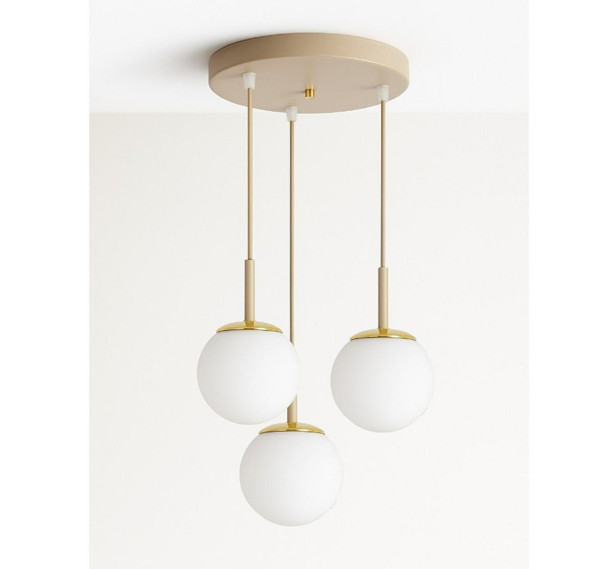 PENDELLEUCHTE ECRU II - Beige/Goldfarben, Glas/Metall (40/40/100cm) - kiki design