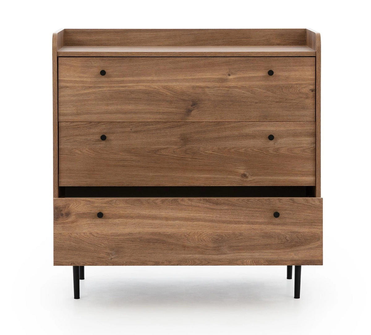 KOMMODE Nero mit vier Schubladen - Hellbraun/Schwarz, Holzwerkstoff/Metall (90/90/45cm) - Ravio
