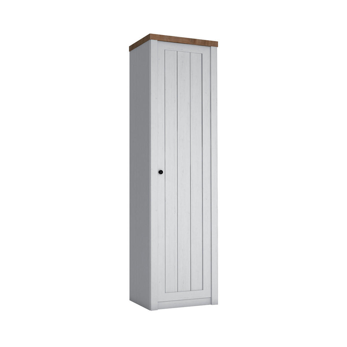 SCHRANK 1 Tür Léandre Weiß und Holz - Weiß, Holzwerkstoff (50.2/198.1/43.3cm) - Petits-meubles
