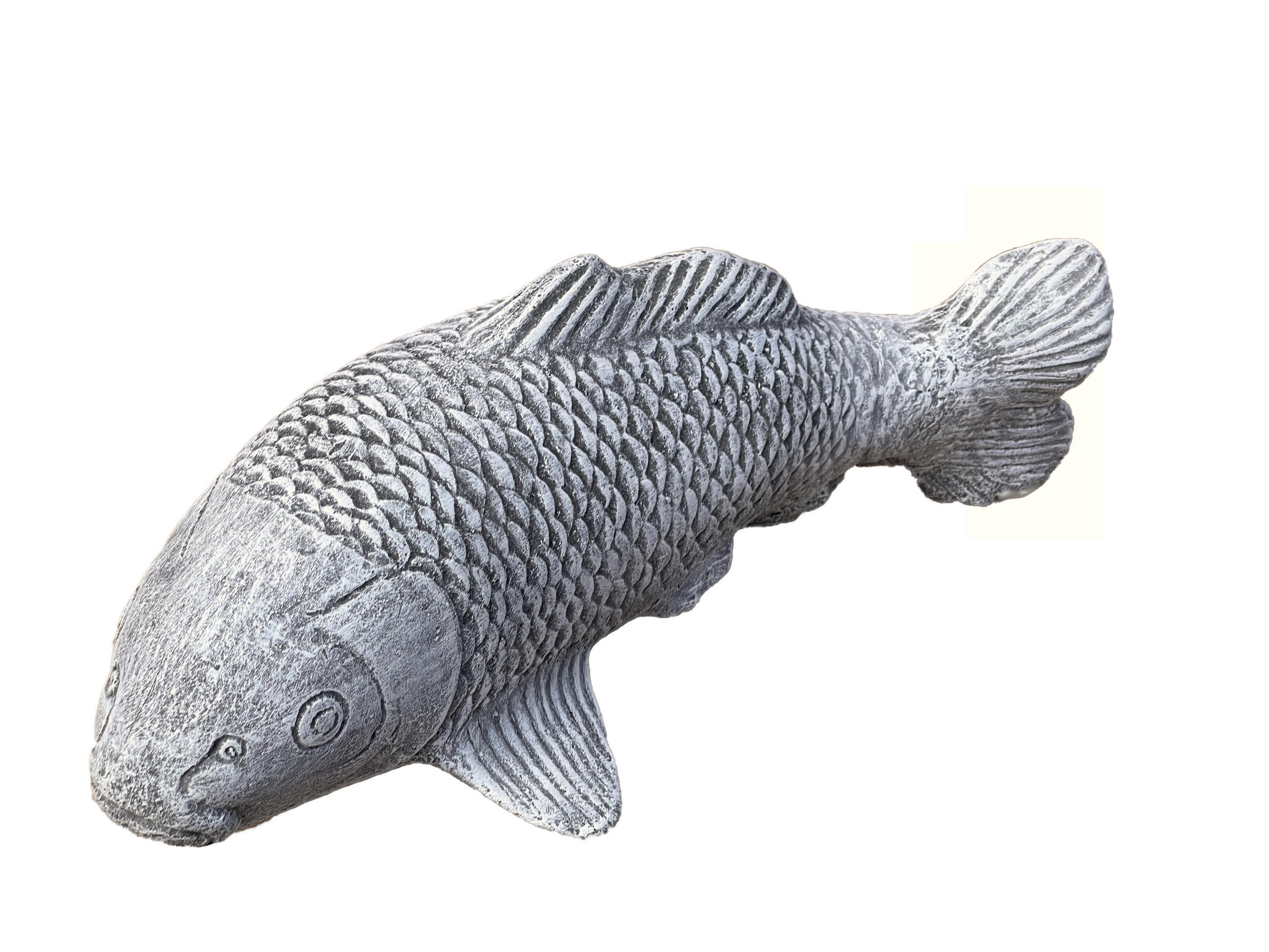 STEINFIGUR Koi mittelgroß frostfest wetterfest Steinguss - Grau, Stein (31/11/15cm) - stoneandstyle