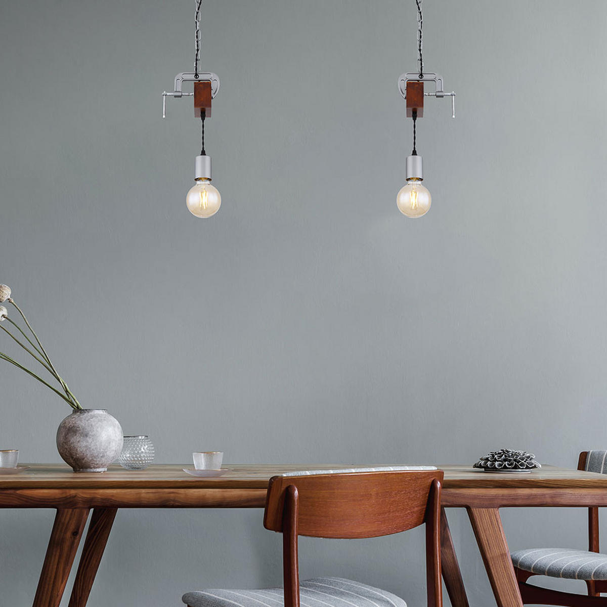 HÄNGELEUCHTE LUDI Holzoptik Braun - Braun, Holz (14/10/120cm) - Globo Lighting