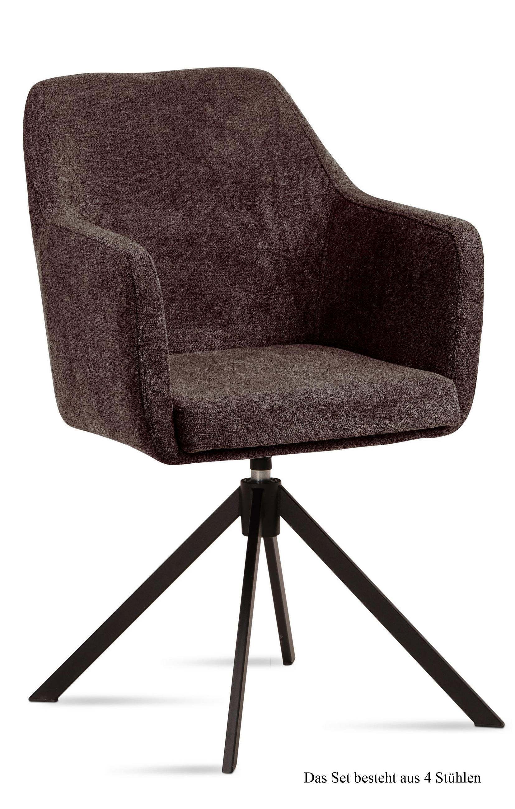ARMLEHNSTUHL drehbar (4er-Set) Denice 57x87x60 Schwarz/Braun - Schwarz/Braun, Kunststoff (60/87/57cm) - 58aufmkessel