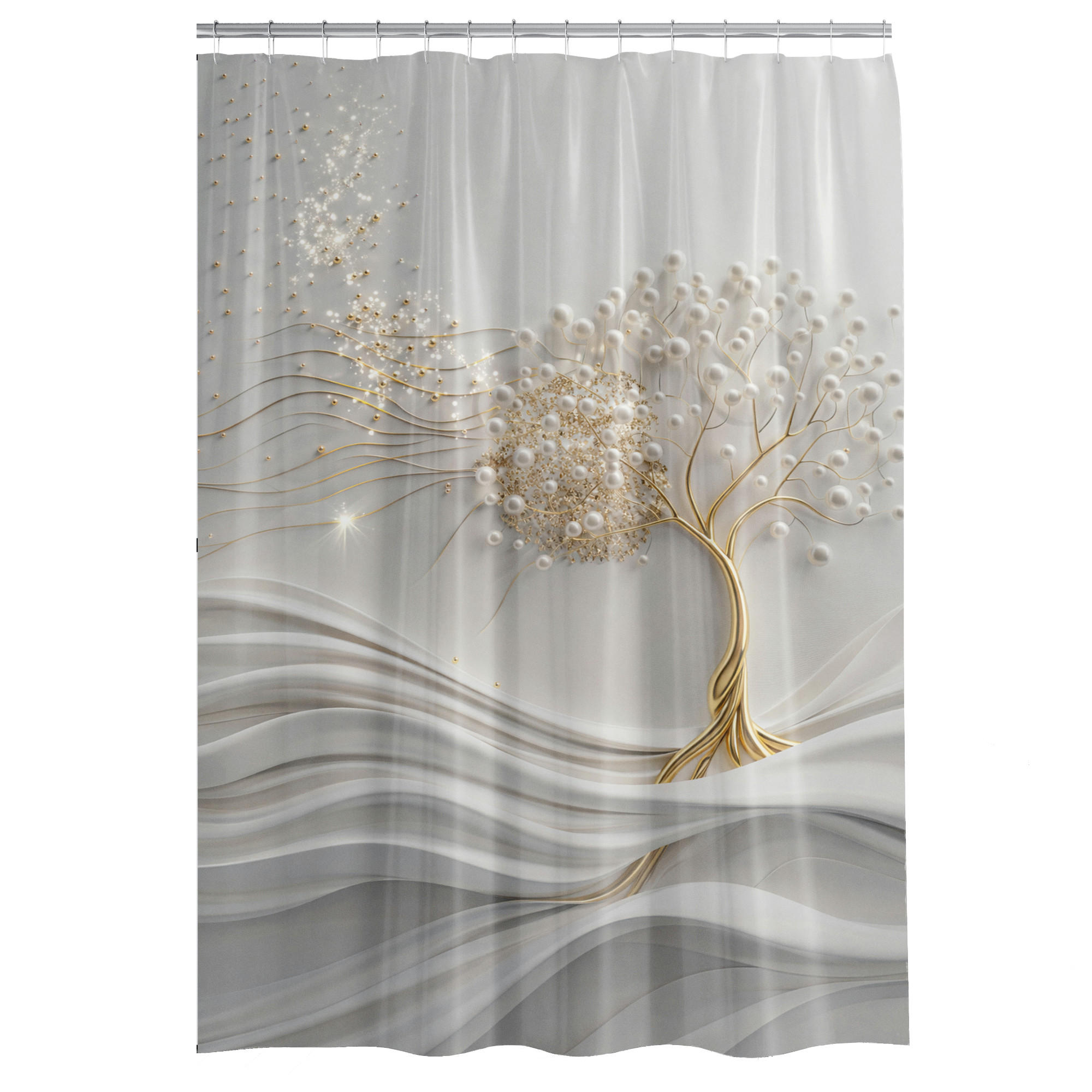 DUSCHVORHANG Tree of Life 180 x 200 cm - Weiß, Textil (180/200cm) - Sanilo