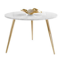 COUCHTISCH SOLEIL II, rund und glänzend, auf goldenen Beinen und Weiß Hochglanz - Weiß, Holzwerkstoff (60/60/47cm) - Lookway