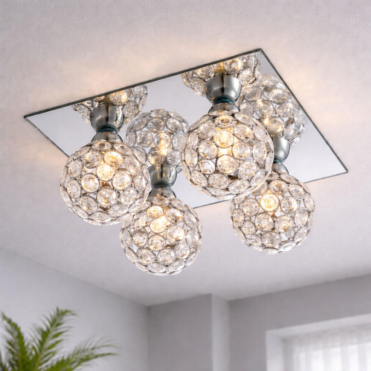 LED DECKENLEUCHTE Metall Silber Kristall - Silberfarben, Glas (23/23/13.2cm)