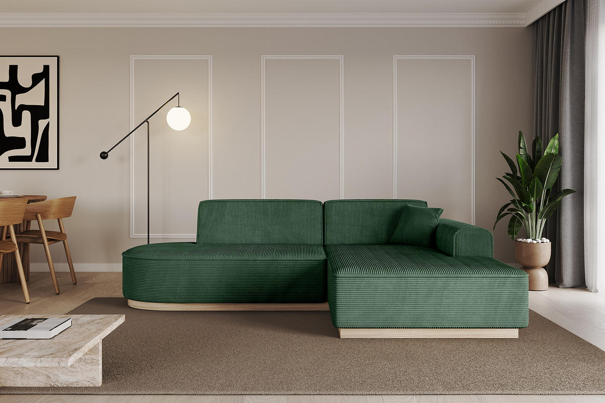 ECKSOFA Ottomane Rechts IREA-L1 - 232x165x80 cm Grün - Currygelb, Holzwerkstoff/Textil (232/165cm) - ALTDECOR