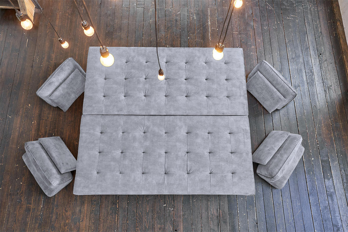 ECKSOFA WIOLO Grau Velvet - Silberfarben/Grau, Textil/Metall (350/240cm) - KAWOLA