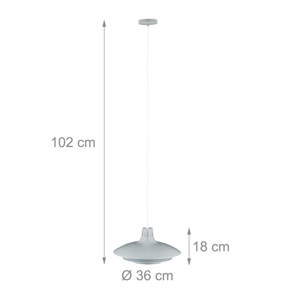HÄNGELAMPE - Grau, Textil/Metall (36/36/120cm) - Relaxdays