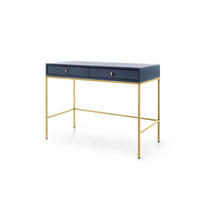 KONSOLENTISCH BARI T2SZ (Blau, Goldene Griffe, Goldenes Gestell, Schubladen) - Goldfarben/Dunkelblau, Holz/Holzwerkstoff (50/104/78cm) - Ravio