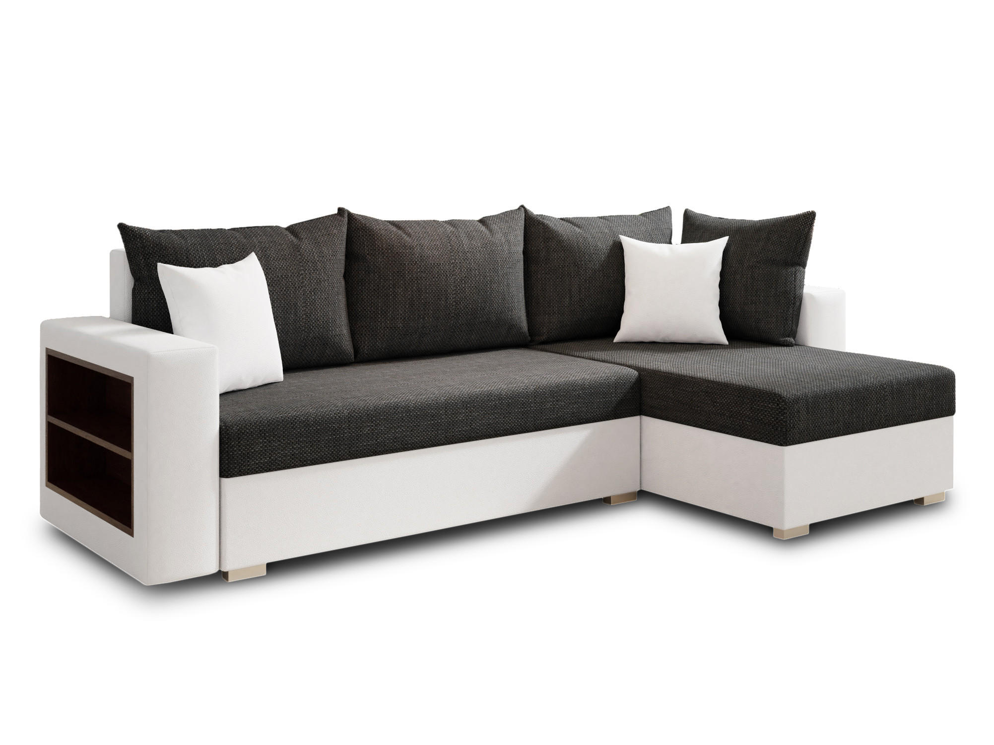 ECKSOFA Lord, Seite: Rechts - Schwarz/Weiß, Holz/Textil (238/141cm) - Sofnet