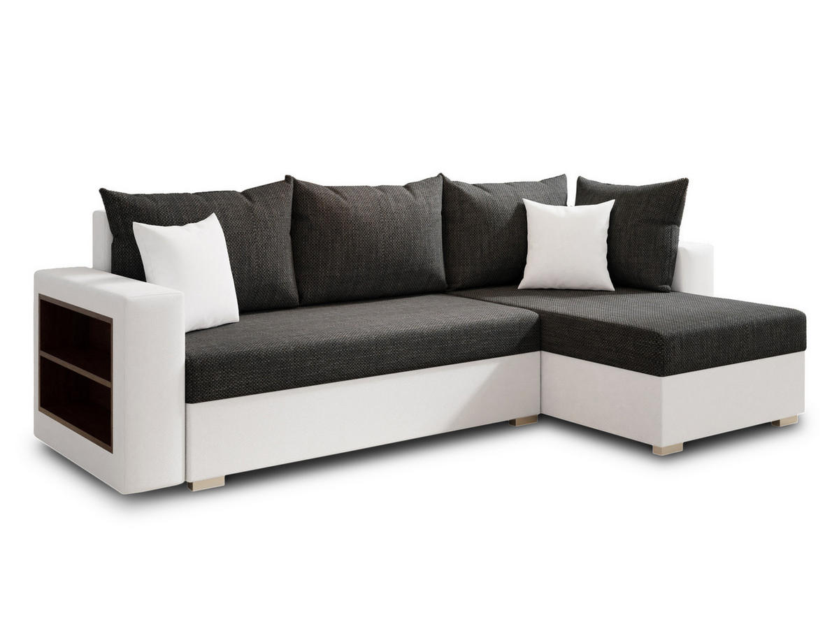 ECKSOFA Lord, Seite: Rechts - Schwarz/Weiß, Holz/Textil (238/141cm) - Sofnet