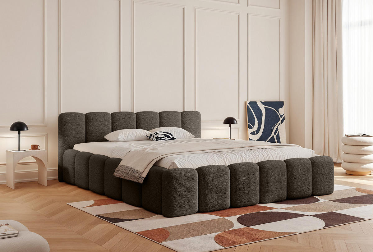 POLSTERBETT Alloggio 200x200 cm, Dunkelbraun - Dunkelbraun, Textil (200/200cm) - Fedve