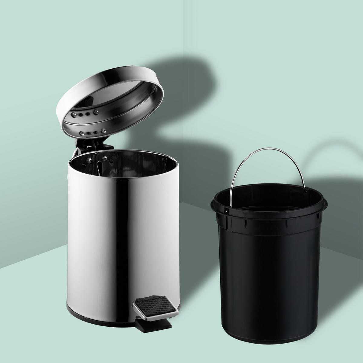 KOSMETIKEIMER - Silberfarben, Kunststoff/Metall (17/25/23cm) - Relaxdays