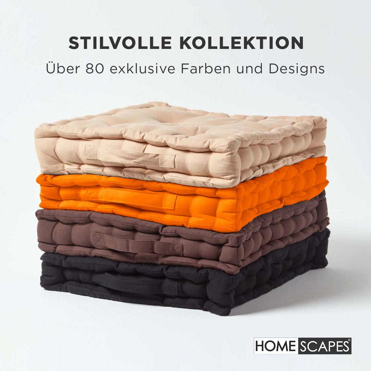 SITZKISSEN orange 40/40/8 cm – Bodenkissen unifarben - Orange, Textil (40/40/8cm) - Homescapes