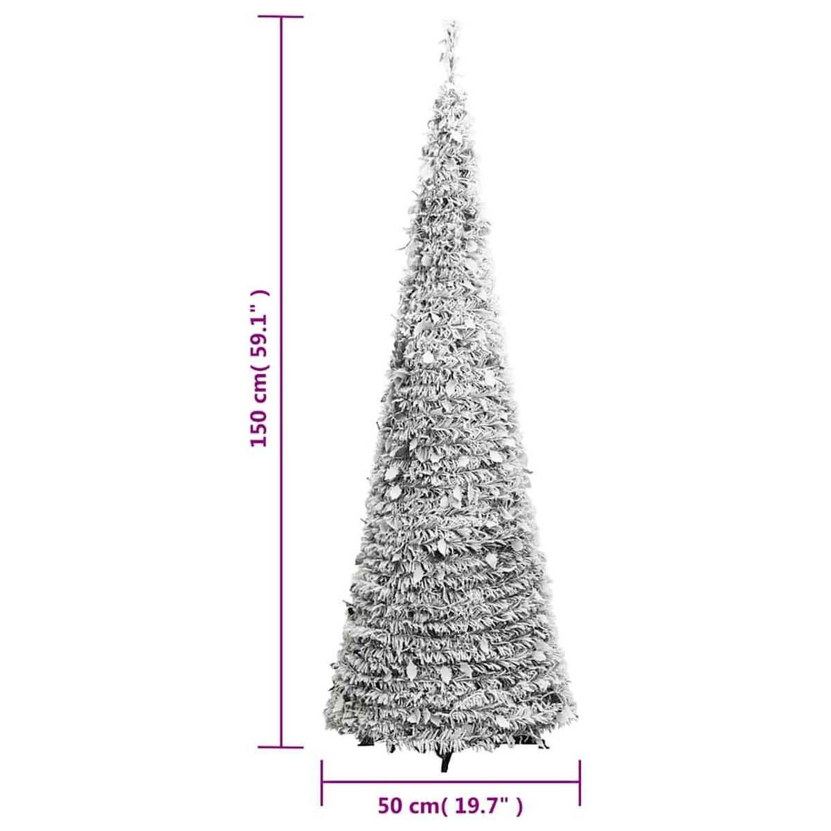 POP-UP-WEIHNACHTSBAUM Künstlich Beschneit 100 Leds 150 Cm - Weiß, Kunststoff (150cm) - vidaXL