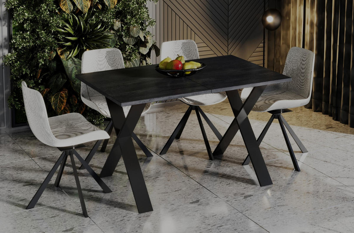 ESSTISCH Stol X ausziehbar bis 210 cm - Graphitfarben, Holzwerkstoff (130/80/75cm) - Endo-Moebel