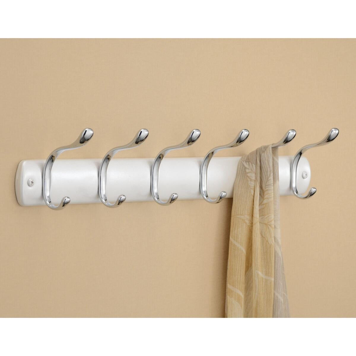 GARDEROBENHAKENLEISTE 6 Haken gebürstetes Holz - Weiß, Metall (7.4/9.4/50.3cm) - Calicosy