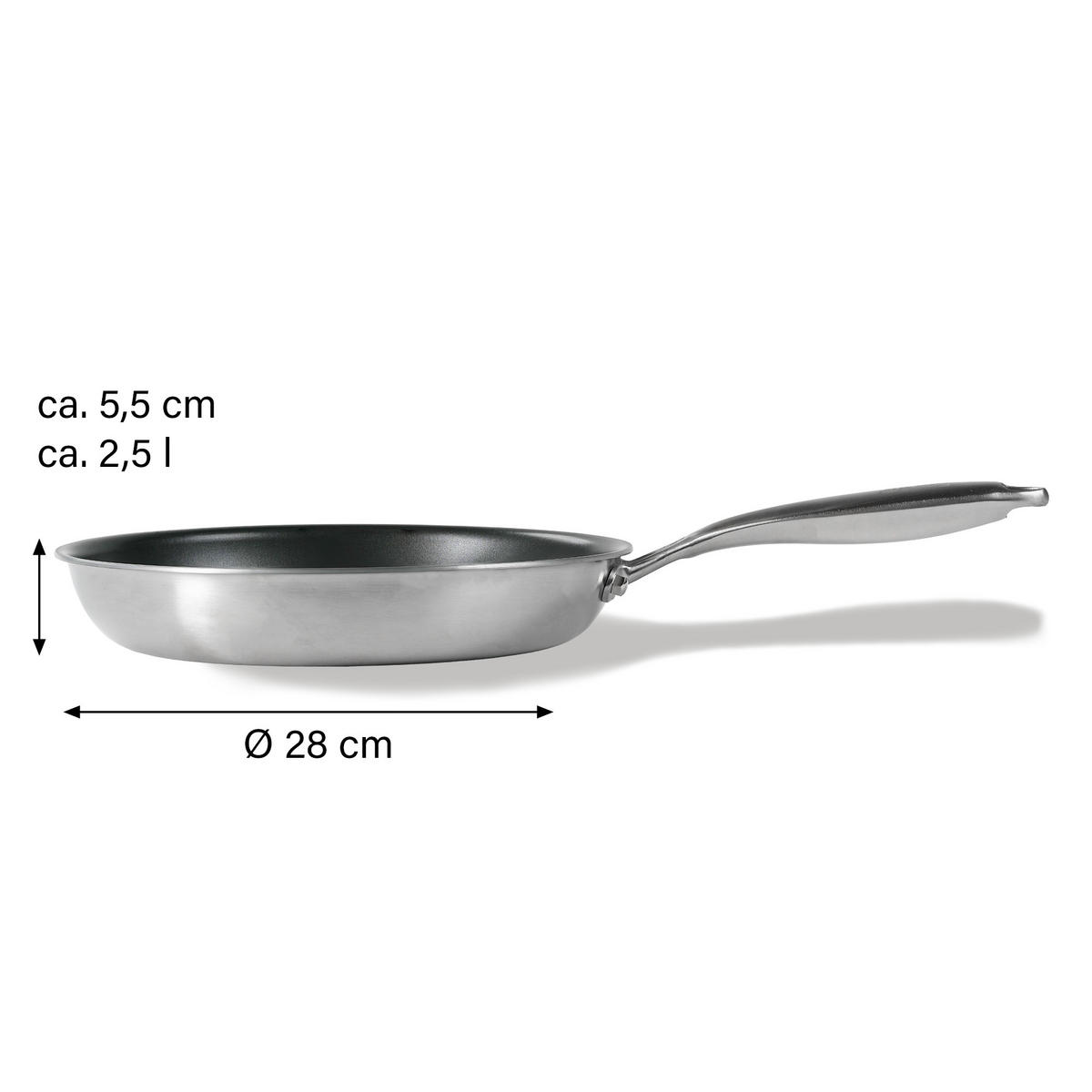 EDELSTAHLPFANNE 28 cm - Edelstahlfarben, Metall (28cm) - Stoneline