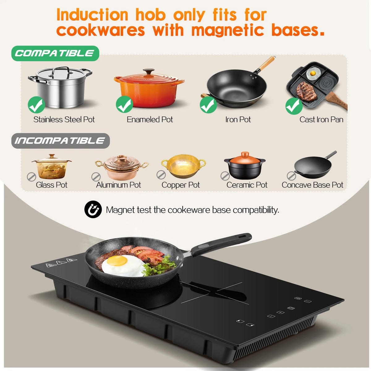 INDUKTIONSKOCHFELD 2 Platten Schwarz - Schwarz, Kunststoff/Metall (52/5/30cm) - Kaket