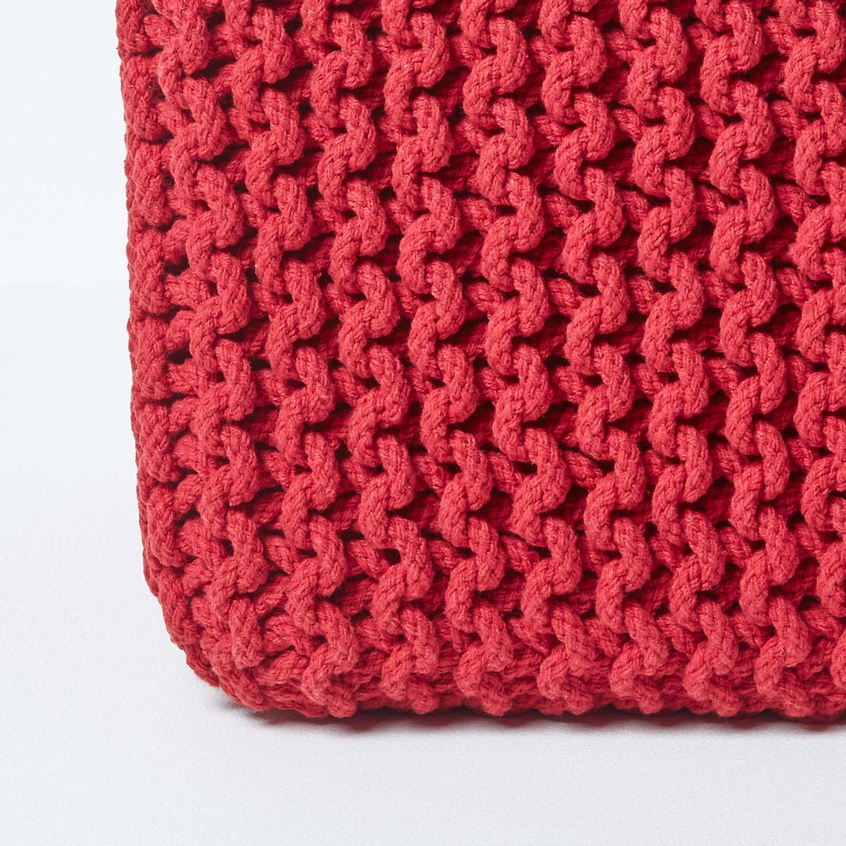 STRICK-POUF rot, Sitzwürfel 35/35/35 cm - Rot, Textil (35/35/35cm) - Homescapes