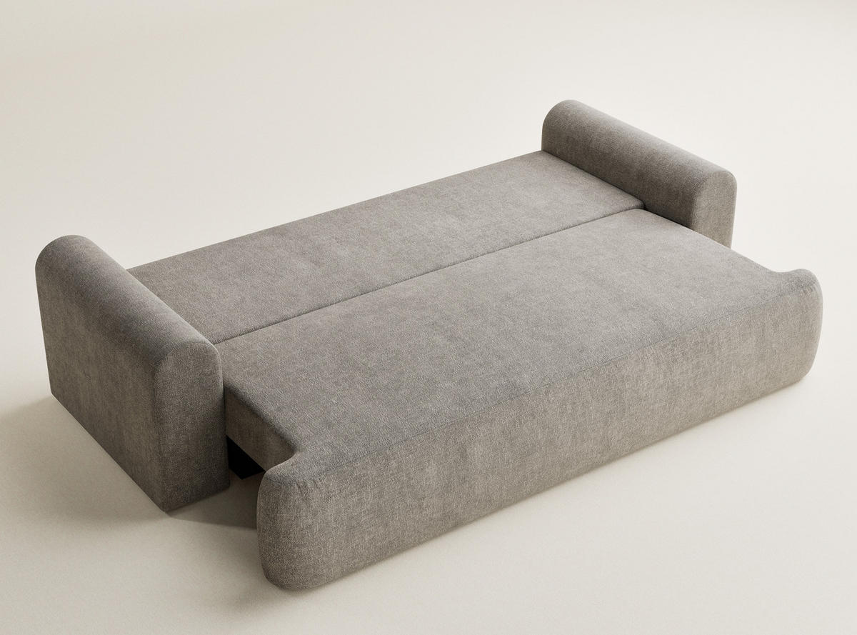 SOFA MIT SCHLAFFUNKTION Toluca Braun Chenille-Stoff - Schwarz/Braun, Holz/Holzwerkstoff (247/69/104cm) - Maison de Reve