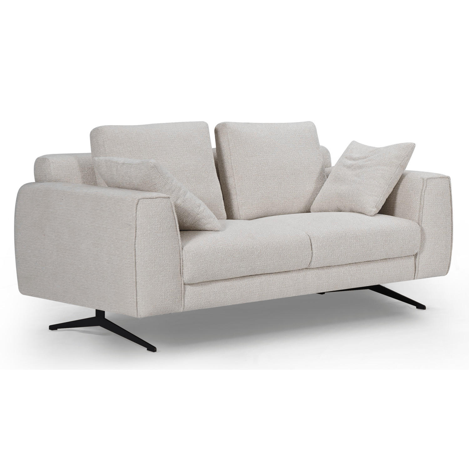 ZWEISITZER-SOFA Webstoff Beige - Beige/Schwarz, Textil/Metall (176/84/92cm) - Furnhouse