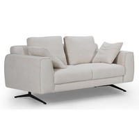 ZWEISITZER-SOFA Webstoff Beige - Beige/Schwarz, Textil/Metall (176/84/92cm) - Furnhouse
