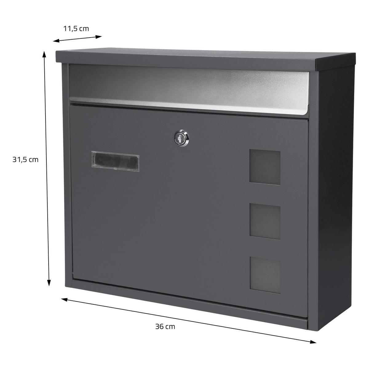 BRIEFKASTEN Anthrazit-Silber mit bepflanzbarem Ständer - Anthrazit, Metall (120cm) - ML-DESIGN