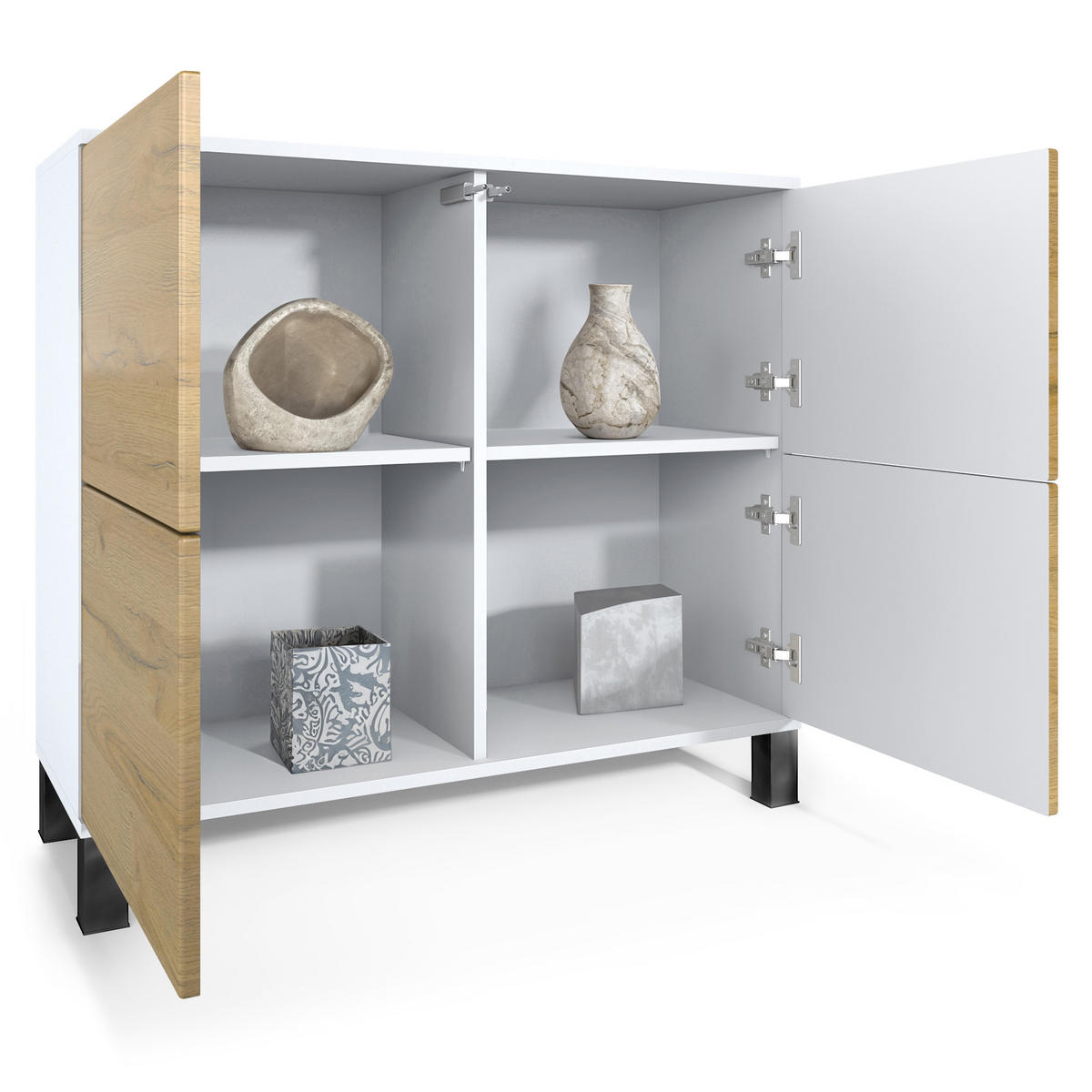 KOMMODE Rova Weiß Hochglanz - Weiß Hochglanz, Holzwerkstoff (92.5/84.5/35cm) - Vladon