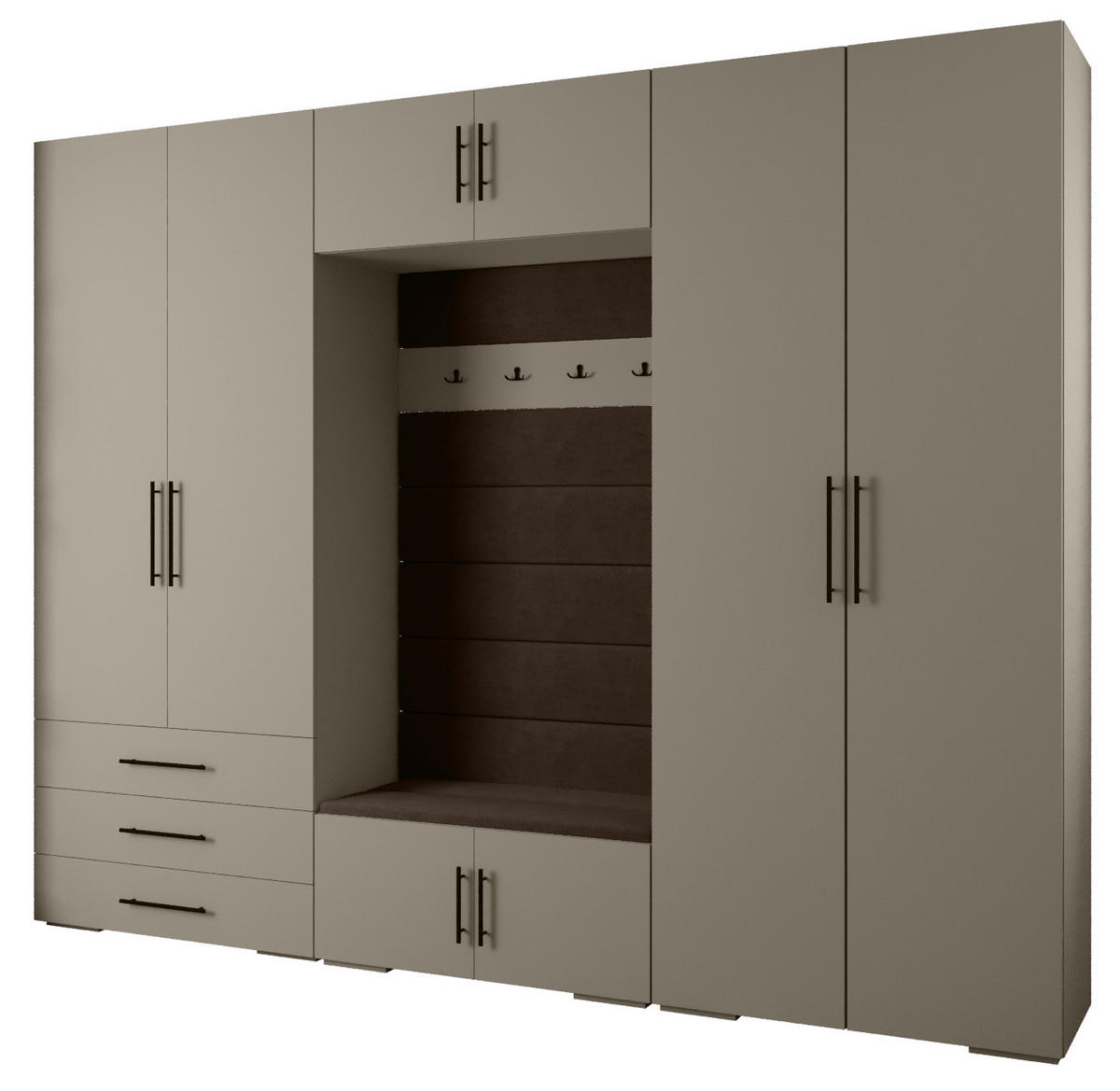 GARDEROBEN-SET 236,7/300/47 - Kaschmir/Schwarz, Holz/Kunststoff (300/236.7/47cm) - Abiks Möbel