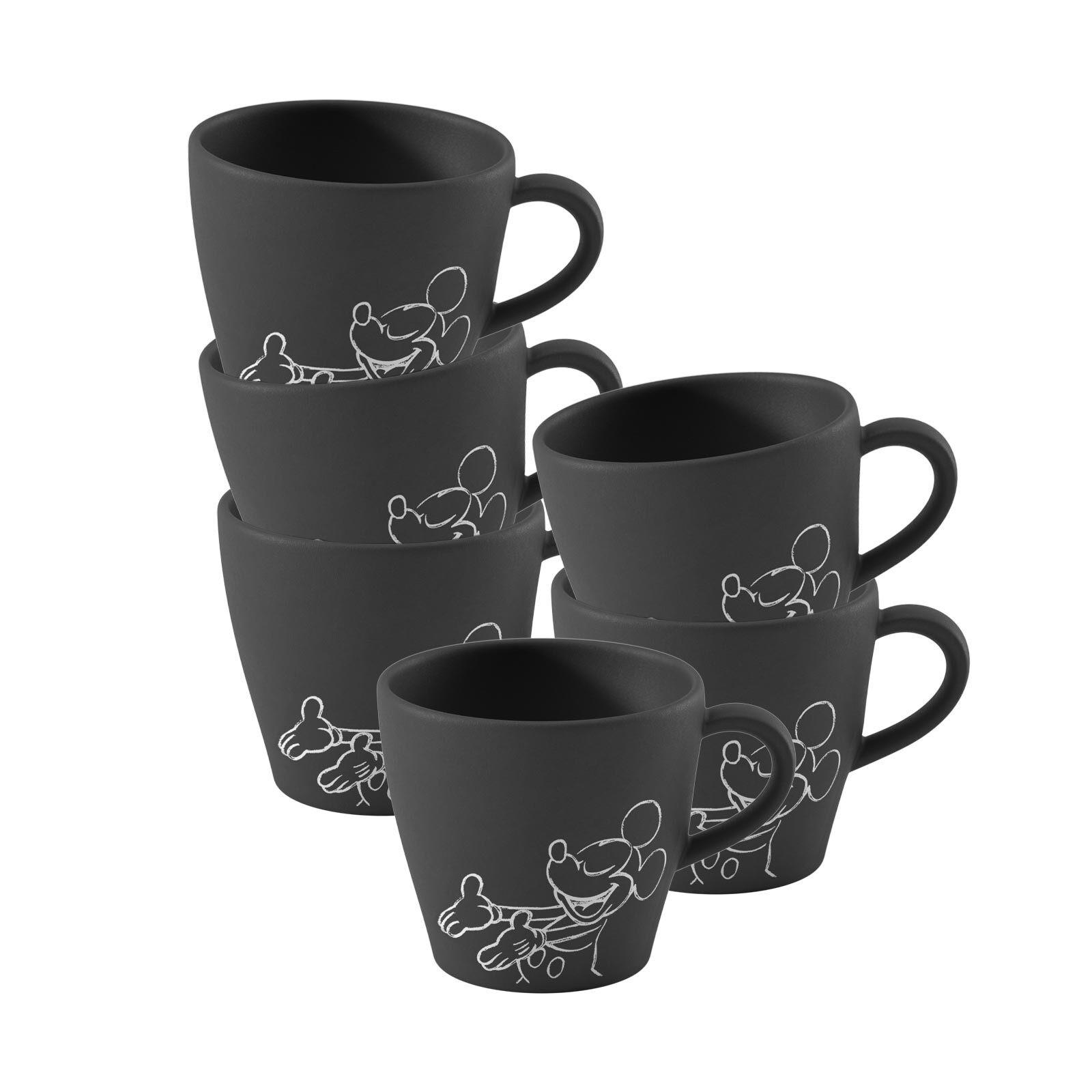 KAFFEETASSEN Manufacture Rock - Mickey Mouse schwarz 160 ml 6er Set - Schwarz, Keramik (0.16L) - Villeroy & Boch