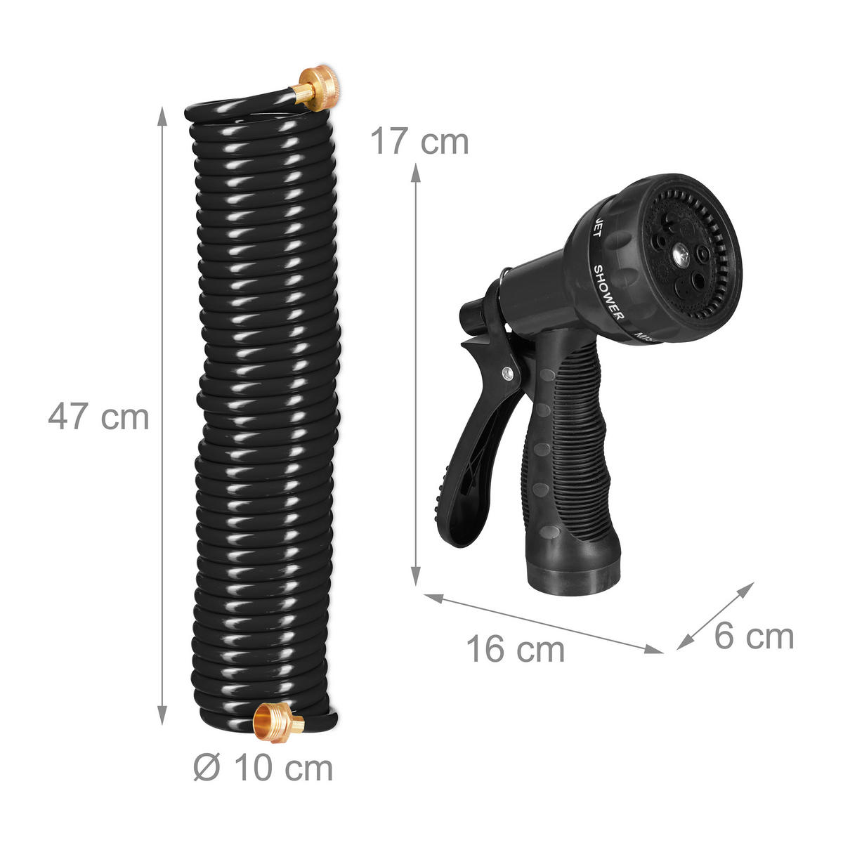 SPIRALSCHLAUCH - Schwarz, Kunststoff/Metall (15cm) - Relaxdays