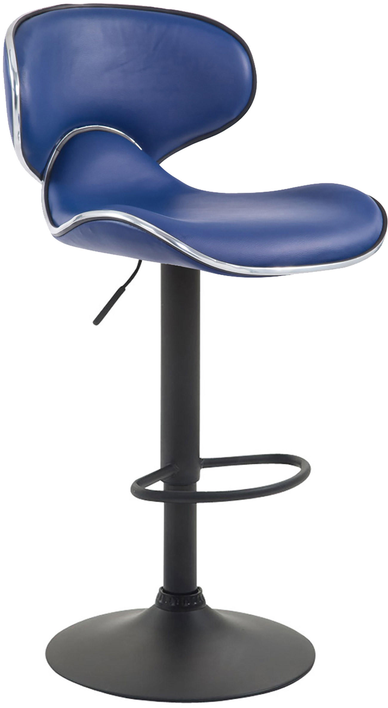 BARHOCKER Lederlook blau - Blau/Schwarz, Textil/Metall (46/88/49cm) - CLP