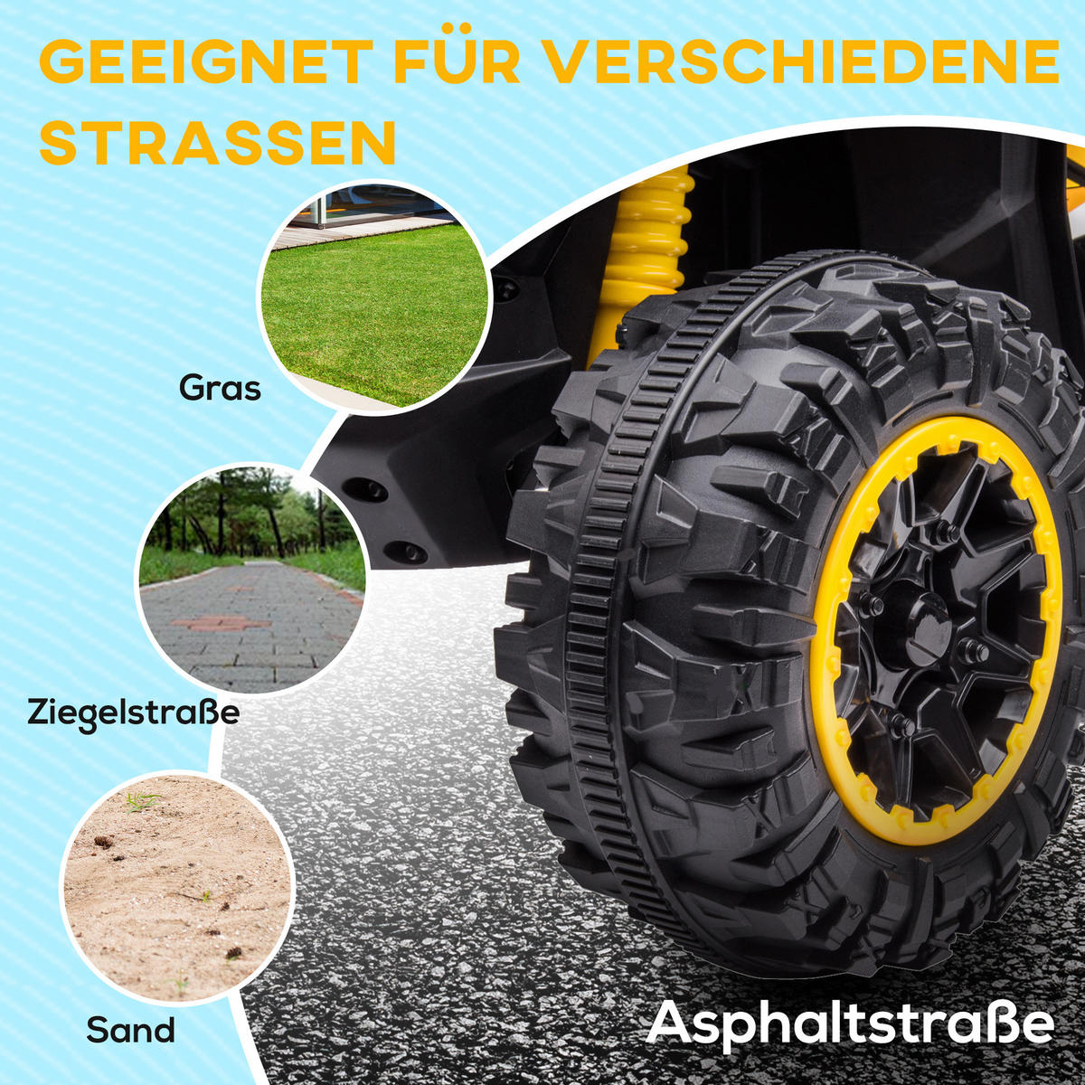 ELEKTRO-QUAD - Gelb/Schwarz, Kunststoff/Metall (83/53/55.5cm) - HOMCOM