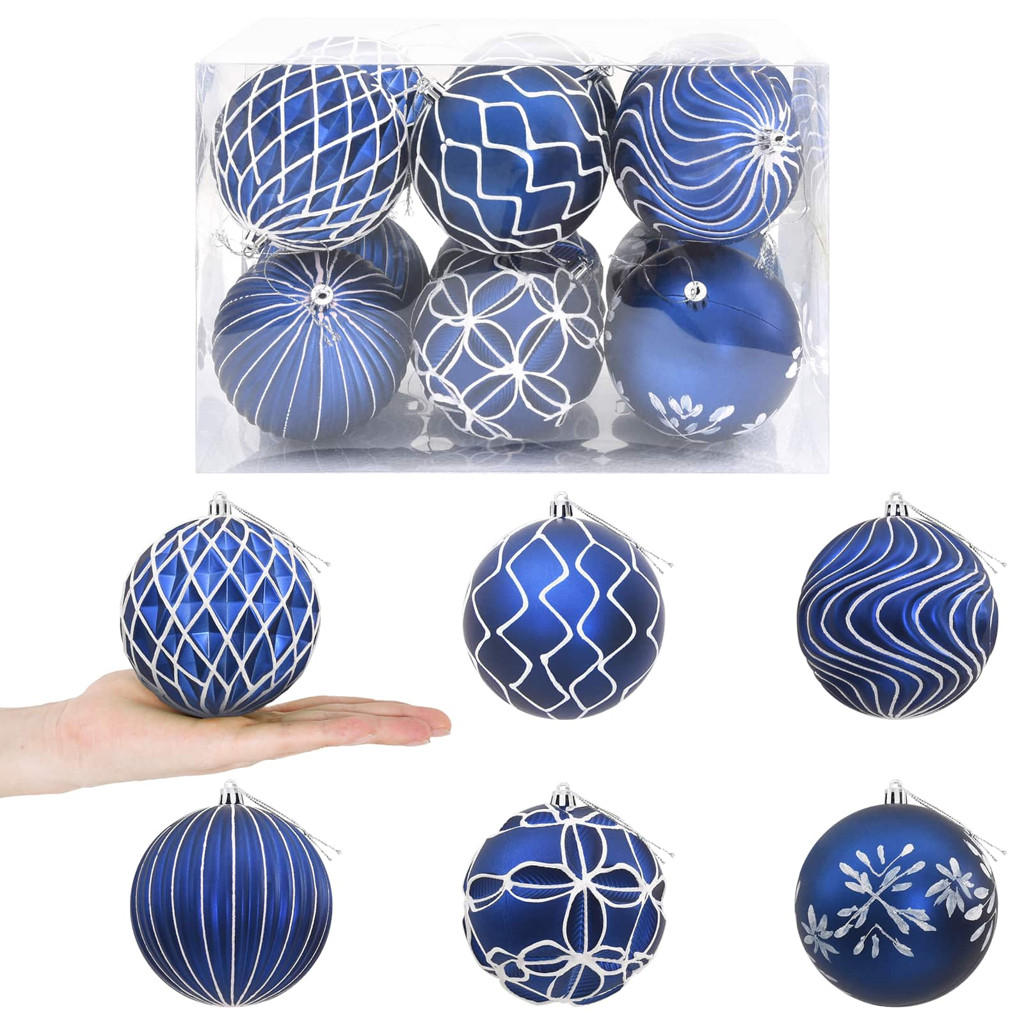 WEIHNACHTSKUGELSET XL 12 -teilig 10 cm Blau Polystyrol - Blau, Kunststoff (10/10/10cm) - vidaXL