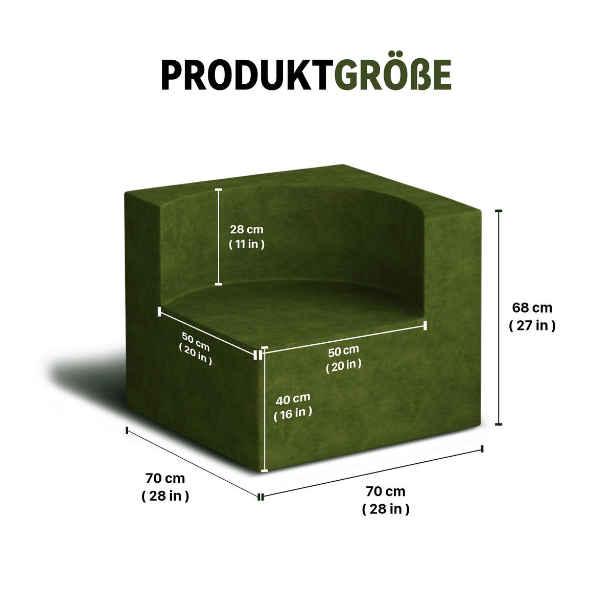 SOFA Modulares Sofa Samt grün - Grün, Textil (70/68/70cm) - Vercart