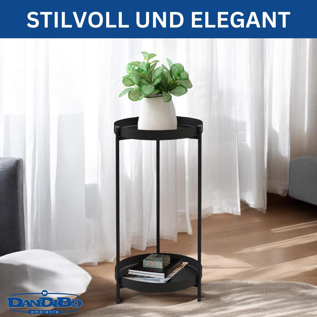 BLUMENSTÄNDER 2 Etagen Metall Schwarz 25/52 cm - Schwarz, Metall (25/52/25cm) - DanDiBo