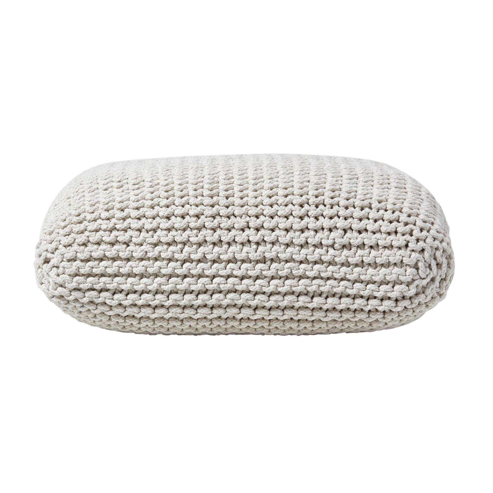 STRICK-POUF natur, Bodenkissen 70/70/20 cm - Creme, Textil (70/20/70cm) - Homescapes